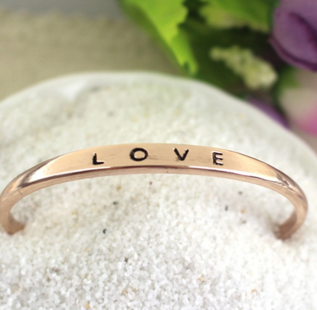 Love Engraved Ball Cuff Bracelet