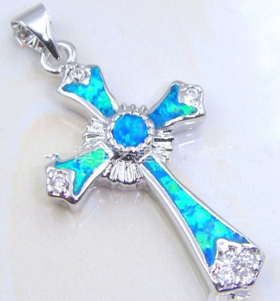 Opal Cross Necklace