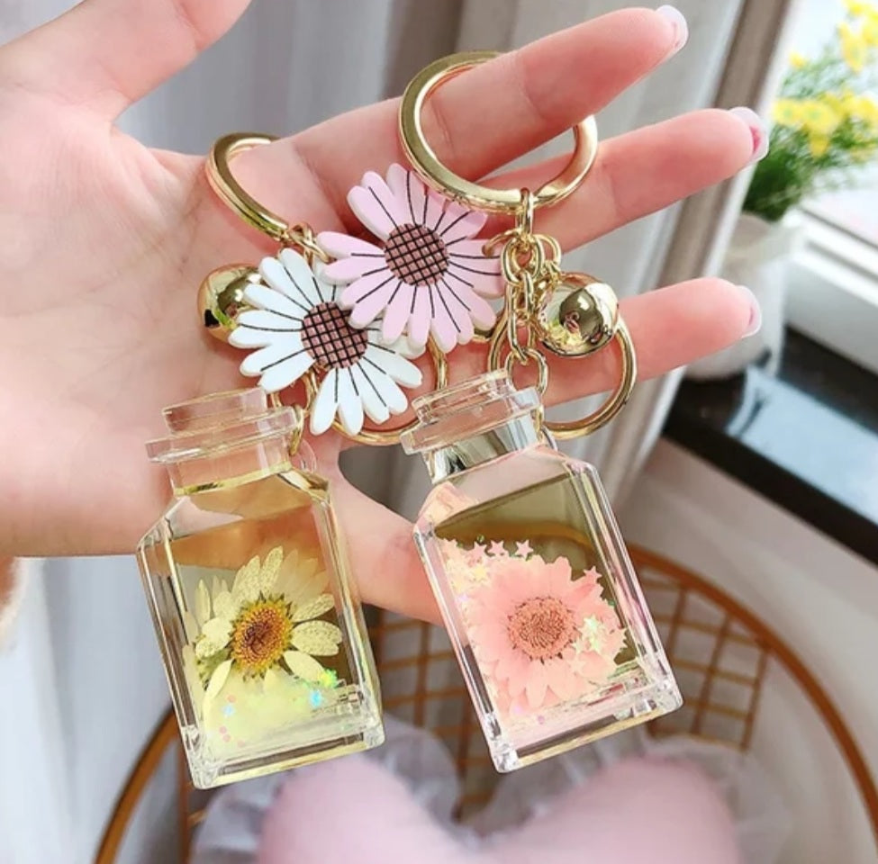 Floating Flower Bottle Keychain