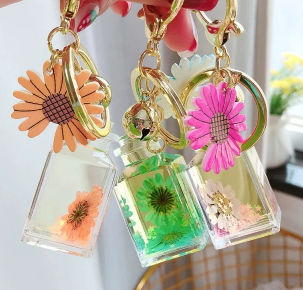 Floating Flower Bottle Keychain