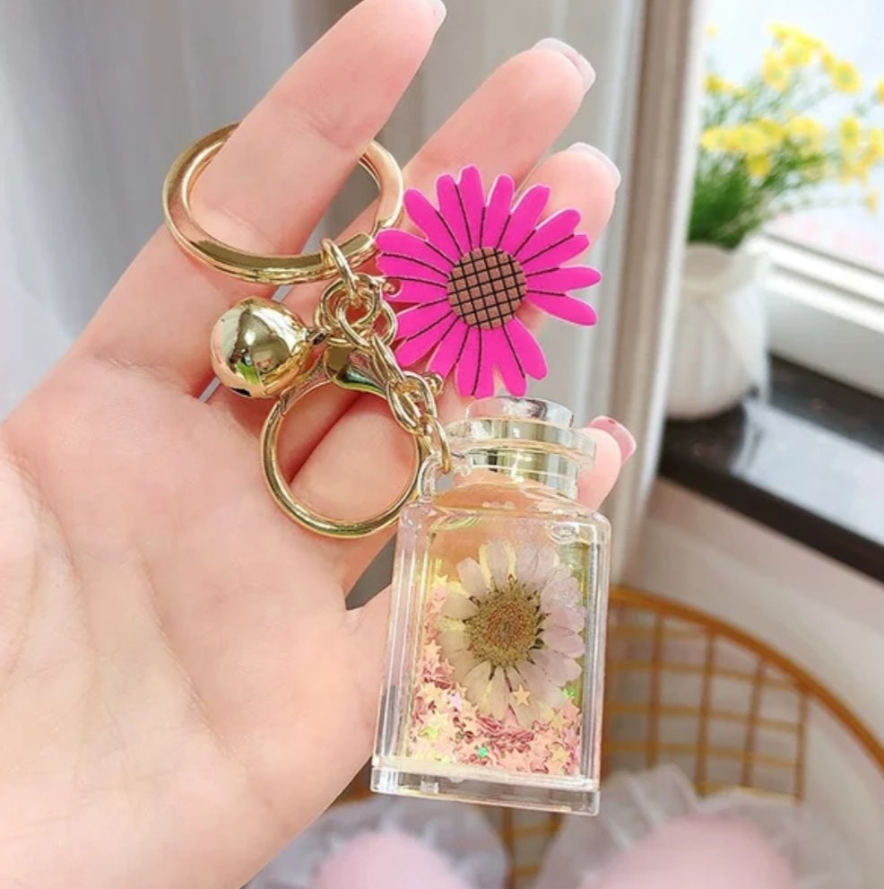 Floating Flower Bottle Keychain