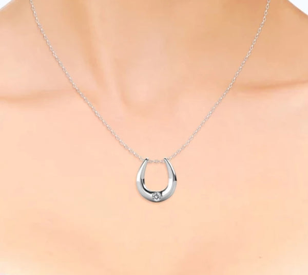 Horseshoe Single Crystal Pendant