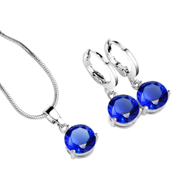 Radiant Crystal Pendant Jewelry Set – Necklace & Earrings (Multiple Colors)