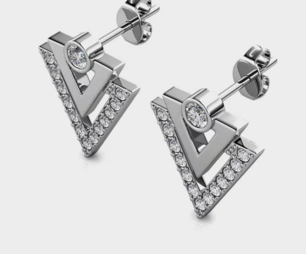 Crystal Triangle Stud Earring