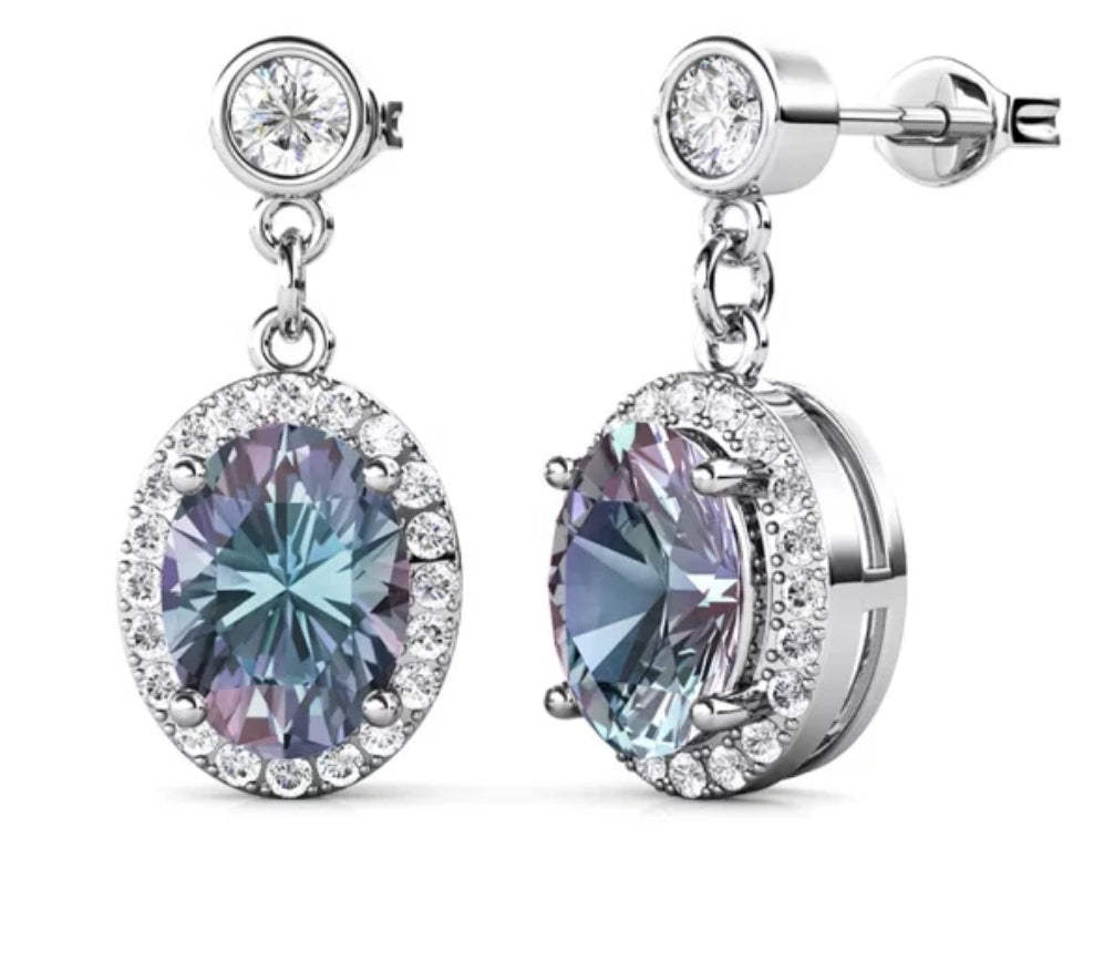 Alexandrite Dangle Drop Holo Stud Earring