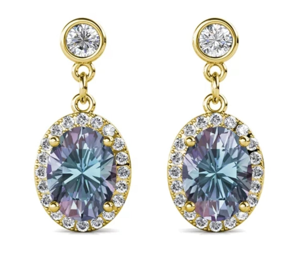 Alexandrite Dangle Drop Holo Stud Earring