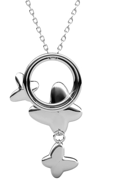 Elegant Blue Butterfly Jewelry Set – Necklace & Earrings with Crystal Detailing