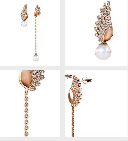 Pearl Dangle Wing Earring