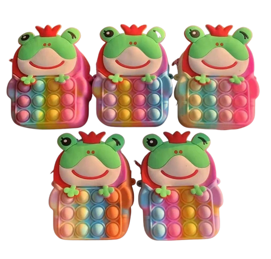 Mini Multicolor Frog Pop-it Coin Purse.